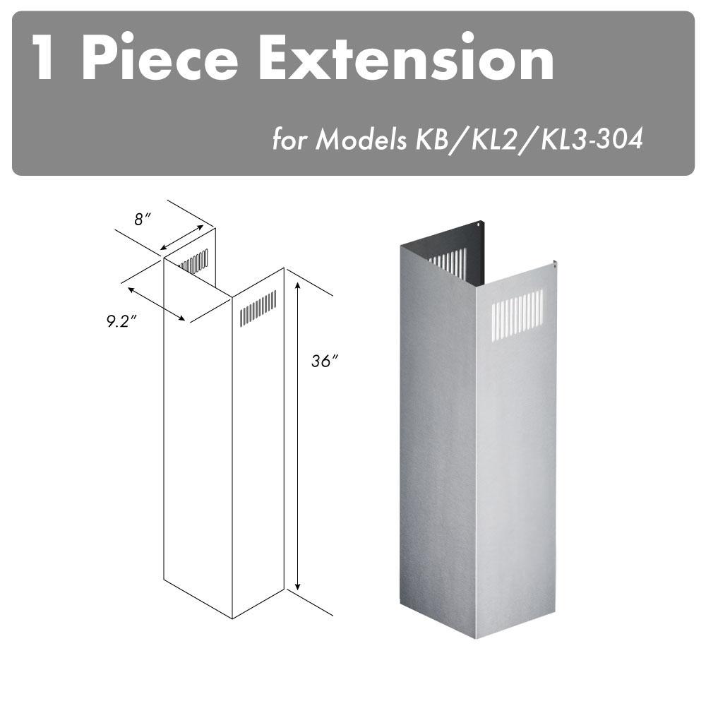 ZLINE 1 36-Inch Chimney Extension for 9 to 10-Foot Ceilings - Compatible with KB/KL2/KL3 304 Range Hoods - Perfect for Kitchen Ventilation & High Ceiling Installations