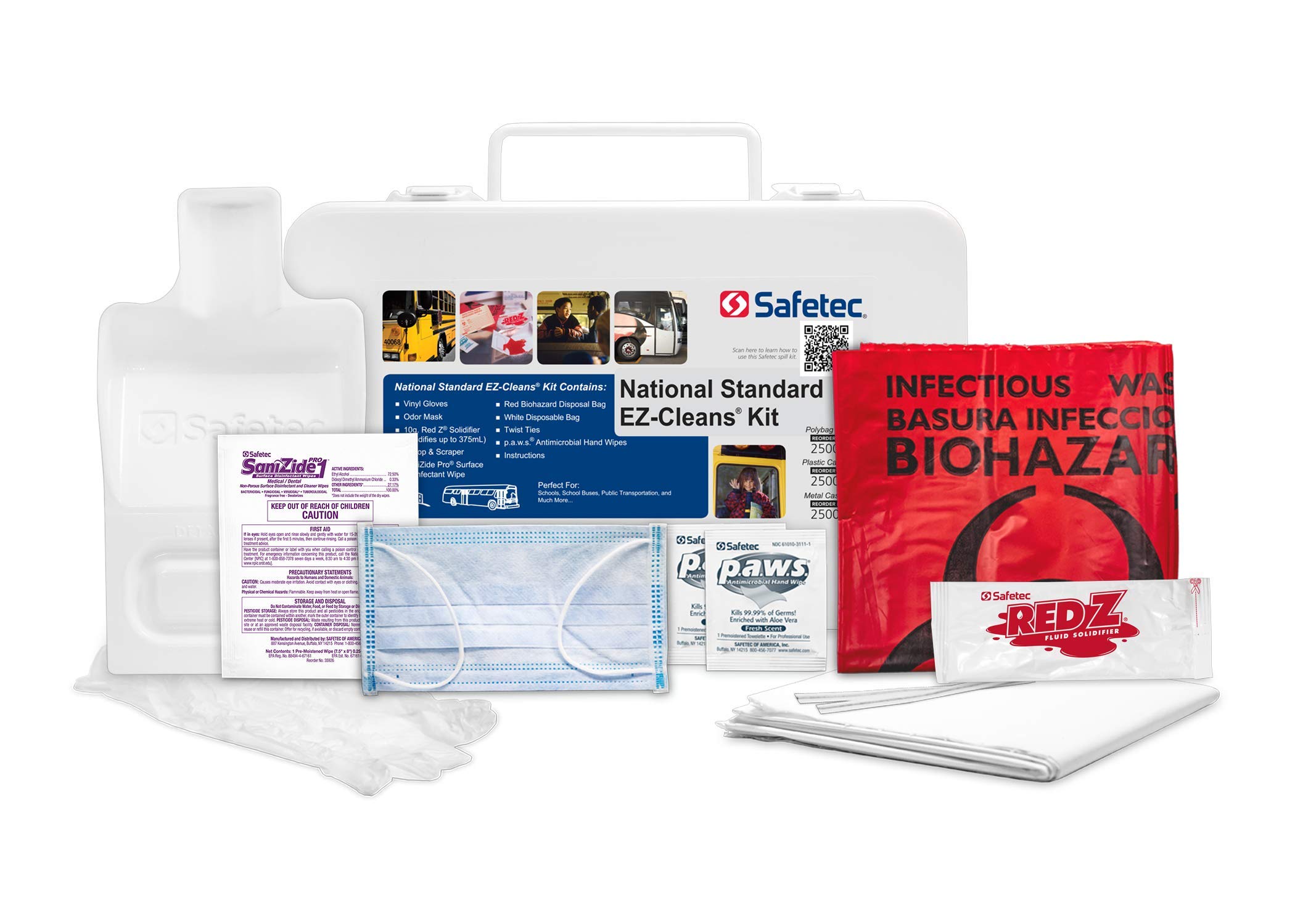 Safetec National Standard EZ-Cleans Body Fluid Spill Kit with Hard Case - 12 Kits per Case - Ideal for Hospitals, Labs & Emergency Cleanup