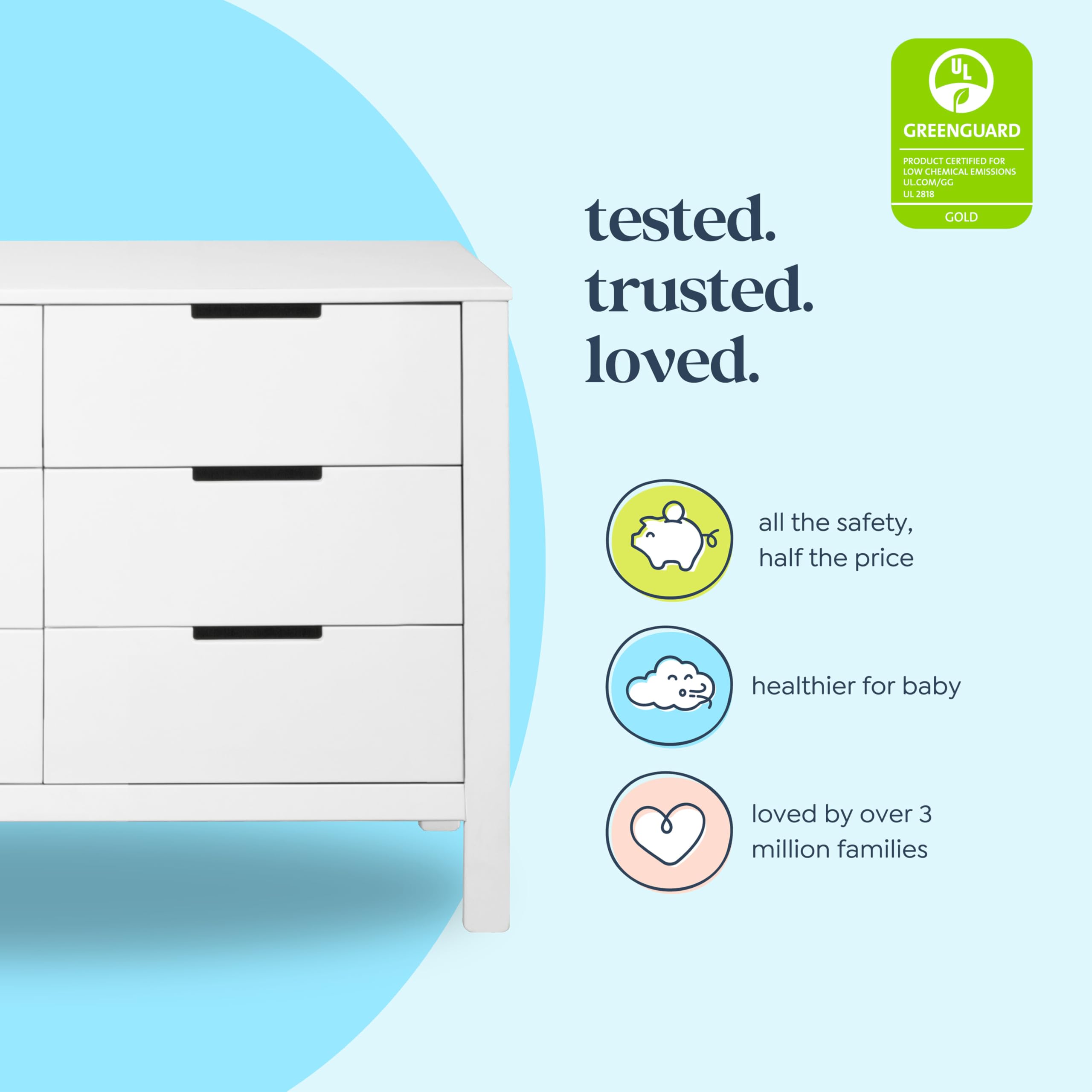 Carter's by DaVinci Colby 6-Drawer White Dresser - Nursery & Kids Room Storage Furniture for Baby Clothes, Toys & Organizing Essentials