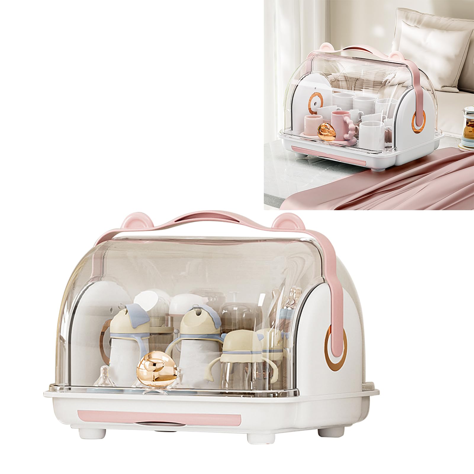 Baby Food Storage Container with Plastic Drainage Design - Space Saving BPA-Free Dish Organizer for Infants - Perfect for Home, Nursery & Travel (Pink)