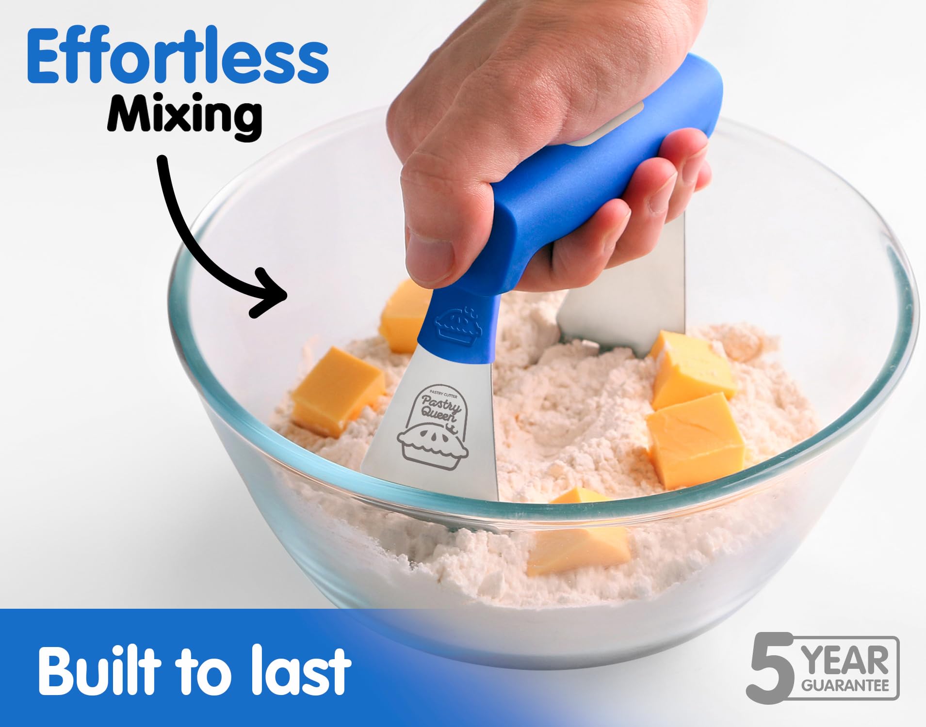 Heavy Duty Stainless Steel Pastry Cutter & Dough Blender - Comfortable Ergonomic Handle, Dishwasher Safe - Perfect for Flaky Pie Crusts, Biscuits & Pastry Dough - Ideal for Baking, Cooking & Holiday Dessert Preparation