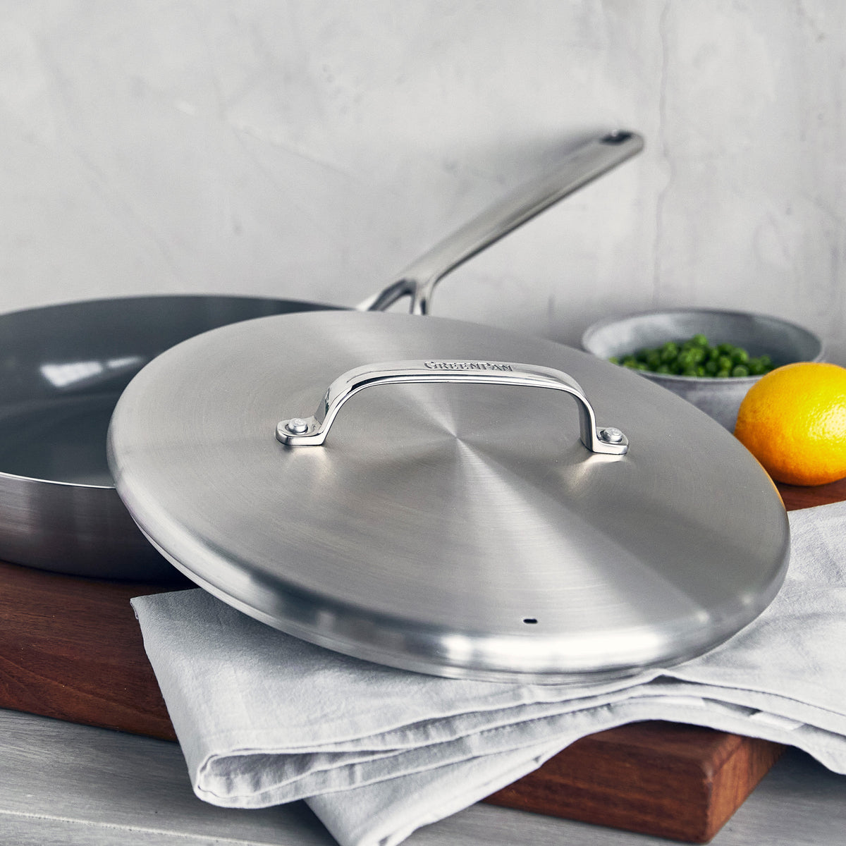 GP5 Stainless Steel 12-Inch Frying Pan with Lid - Nonstick Cookware Set for Kitchen, Mirror Polished Handles - Perfect for Sautéing, Frying & Cooking Eggs, Pasta & More