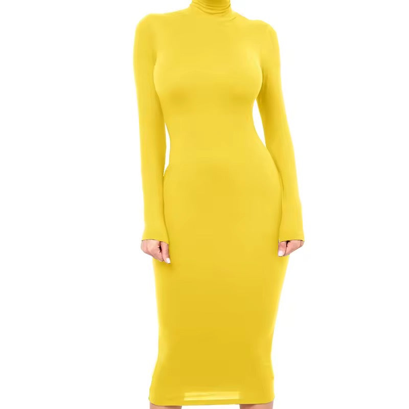Laurel Long Sleeve Bodycon Midi Dress for Women - Slim Fit Stretchy Party Cocktail Dress for Night Out, Date Night, and Special Occasions