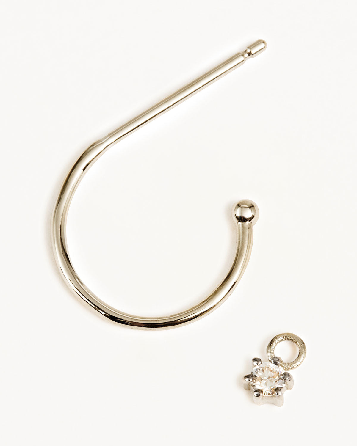 14K Solid White Gold Sweet Droplet Diamond Hoop Earrings for Women - Elegant Everyday Jewelry & Special Occasion Gift