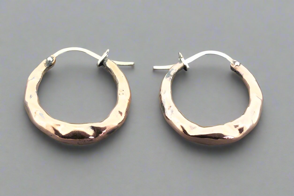 Vintage Copper Hoop Earrings with Sterling Silver Posts - Boho Chic Jewelry for Women, Perfect for Casual Wear & Special Occasions