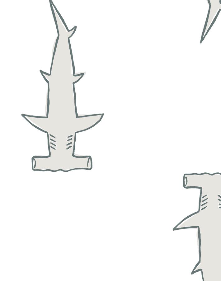 Hammerheads Wallpaper by Tea Collection - White | Modern Shark-Themed Wall Decor for Kids' Rooms & Nurseries