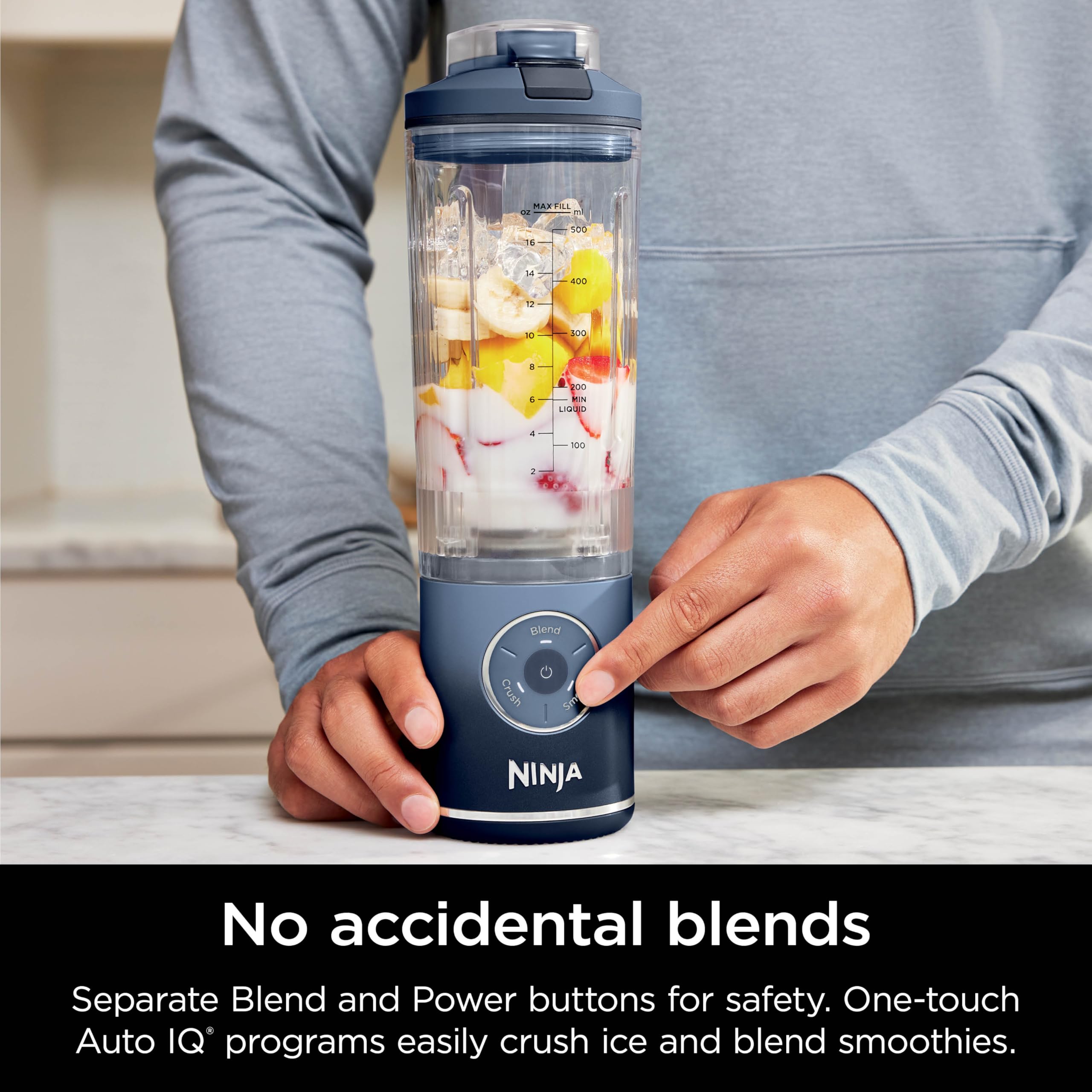 Ninja Blast Max Portable Blender - 22oz Cordless Personal Blender with Twist & Go Technology, 3 Blending Programs for Smoothies, Ice Crushing & More | Leakproof, Dishwasher Safe Navy Blender for Gym, Office & Travel