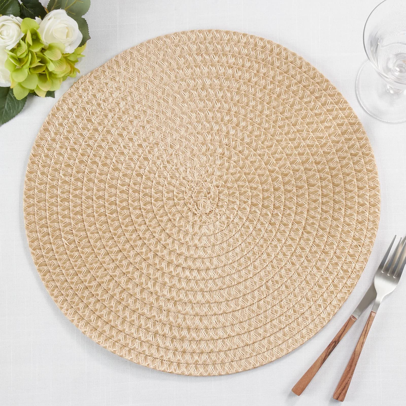 Premium Round Woven Placemats Set of 4 - 15