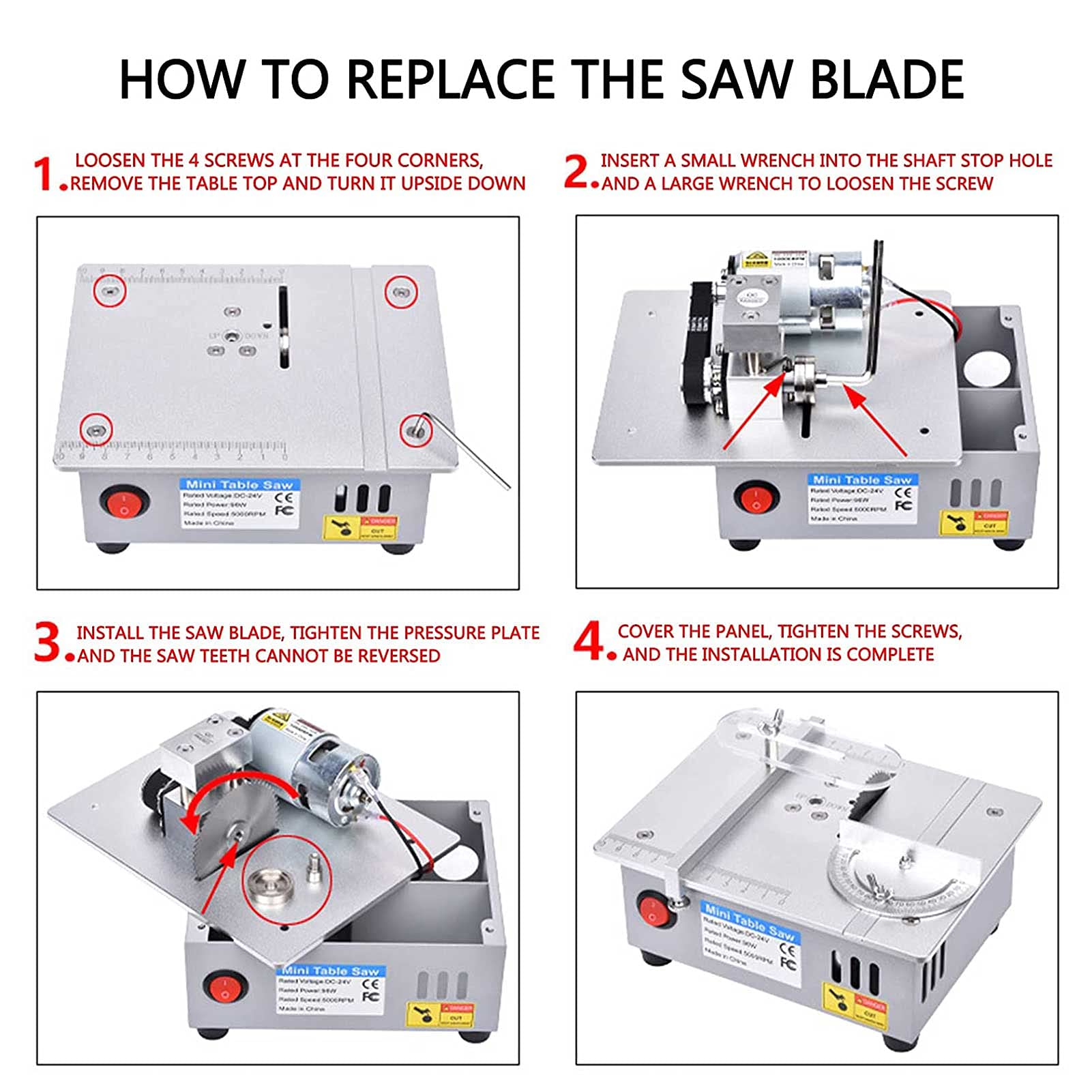 Mini Table Saw - Portable Desktop Precision Saw with Adjustable Speed & Angle for Hobby Crafts | Compact Household Chainsaw for Woodworking, DIY Projects & Model Making