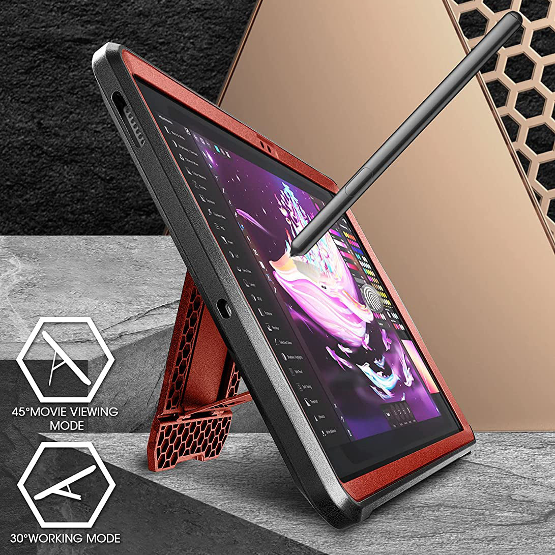 Samsung Galaxy Tab S7 FE 12.4 Inch (2021) Rugged Protective Case - Unicorn Beetle Pro Series Shockproof Cover with Built-in Screen Protector, Metallic Red | Perfect for Construction, Outdoor Adventures & Heavy-Duty Use
