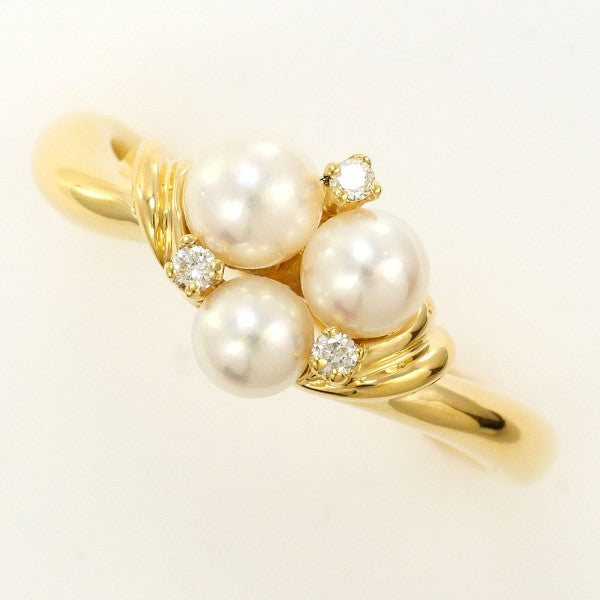 18K Yellow Gold Pearl Diamond Ring for Women - Elegant Bridal Jewelry, Wedding Engagement Gift, Anniversary Present - Perfect for Special Occasions & Everyday Luxury