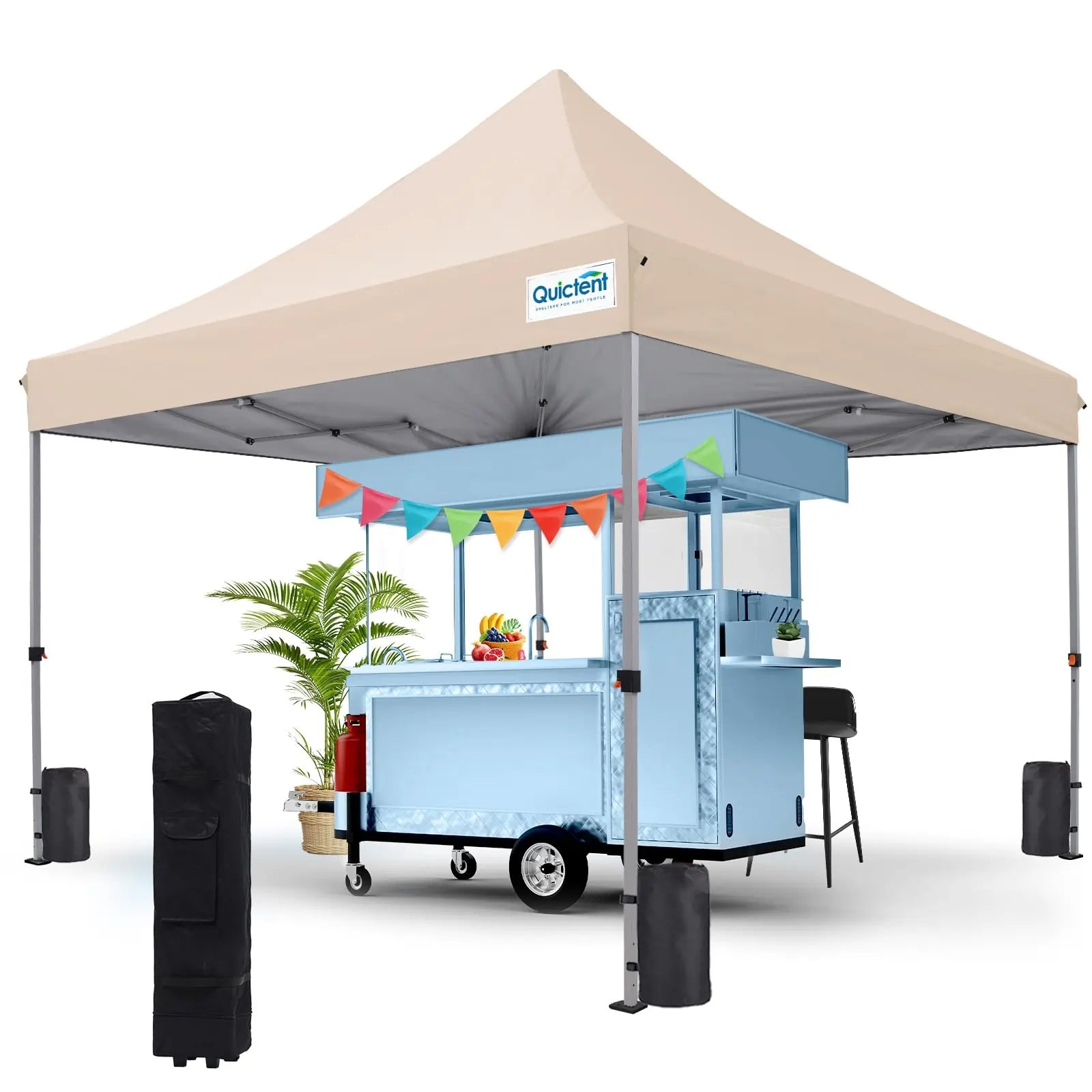 10'x10' Fire Retardant Commercial Pop Up Canopy Tent - Heavy Duty Outdoor Instant Shelter for Events, Markets & Backyard Parties
