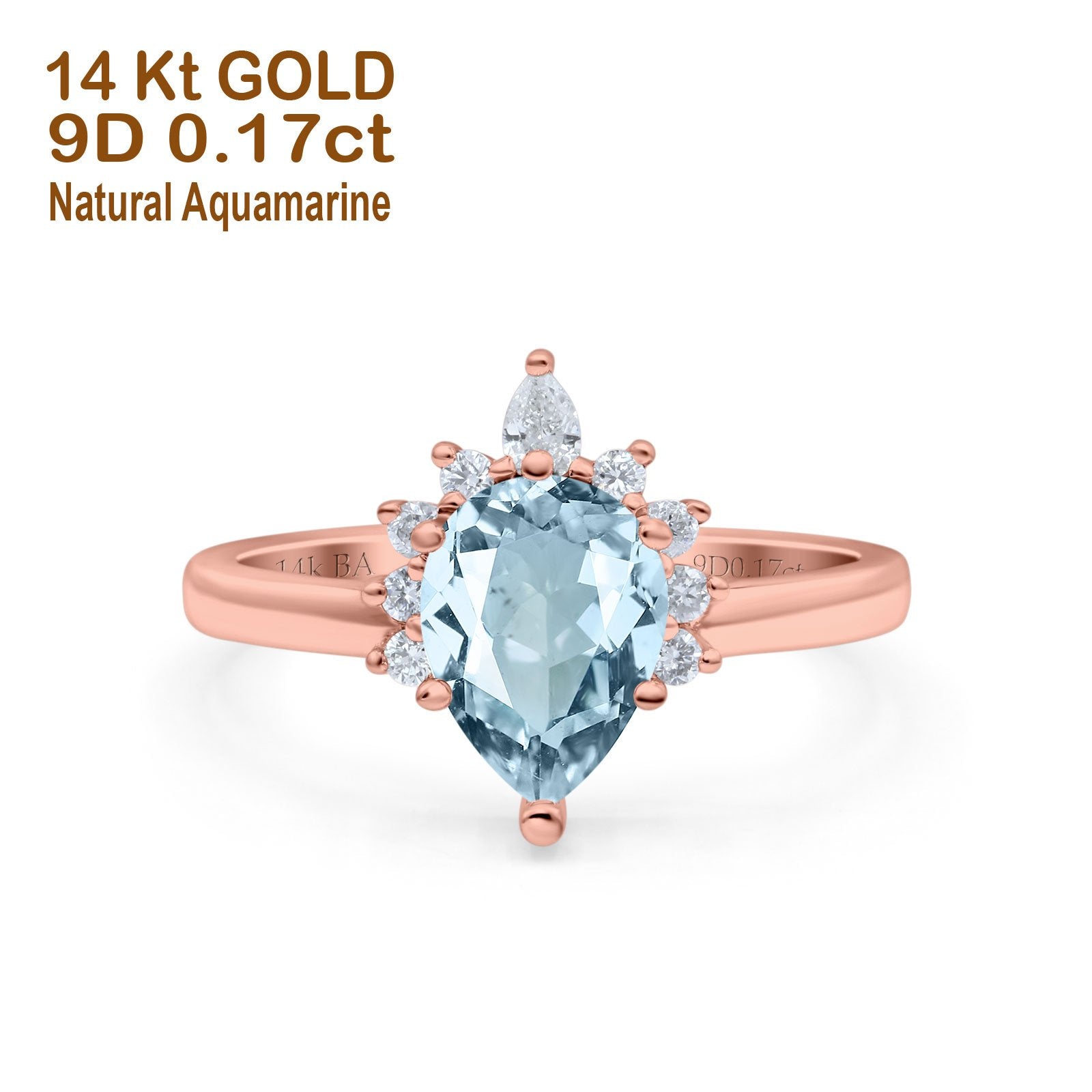 Rose Gold Natural Aquamarine