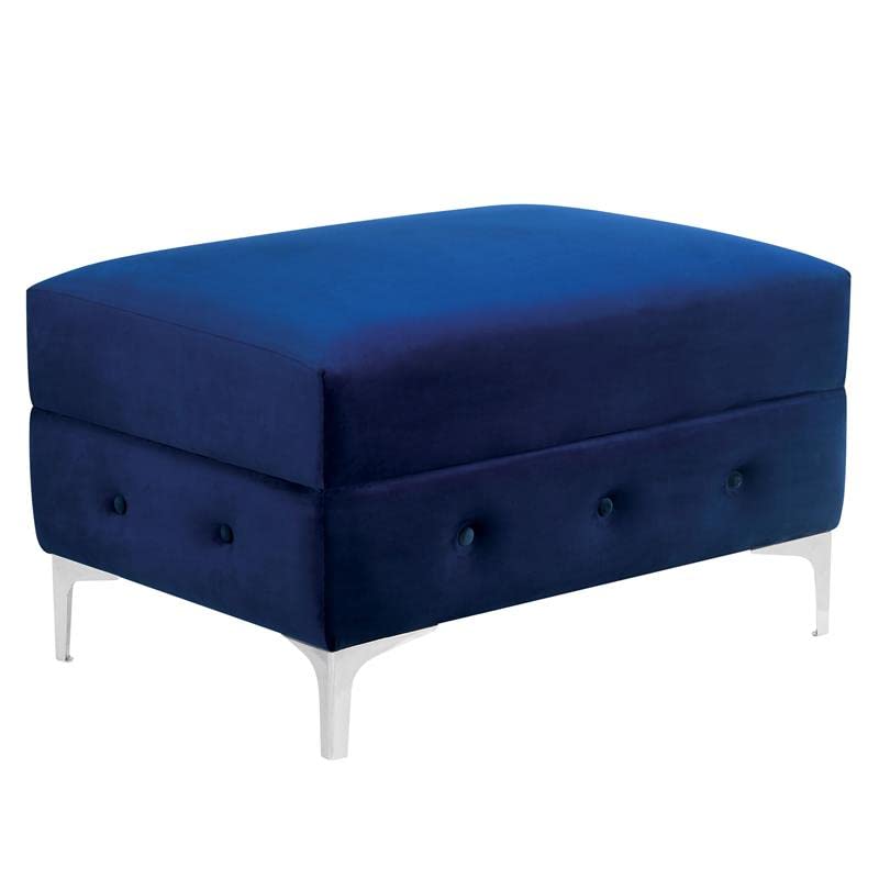 Furniture of America Marti Transitional Fabric Tufted Ottoman in Navy Blue - Perfect for Living Room, Bedroom & Home Decor