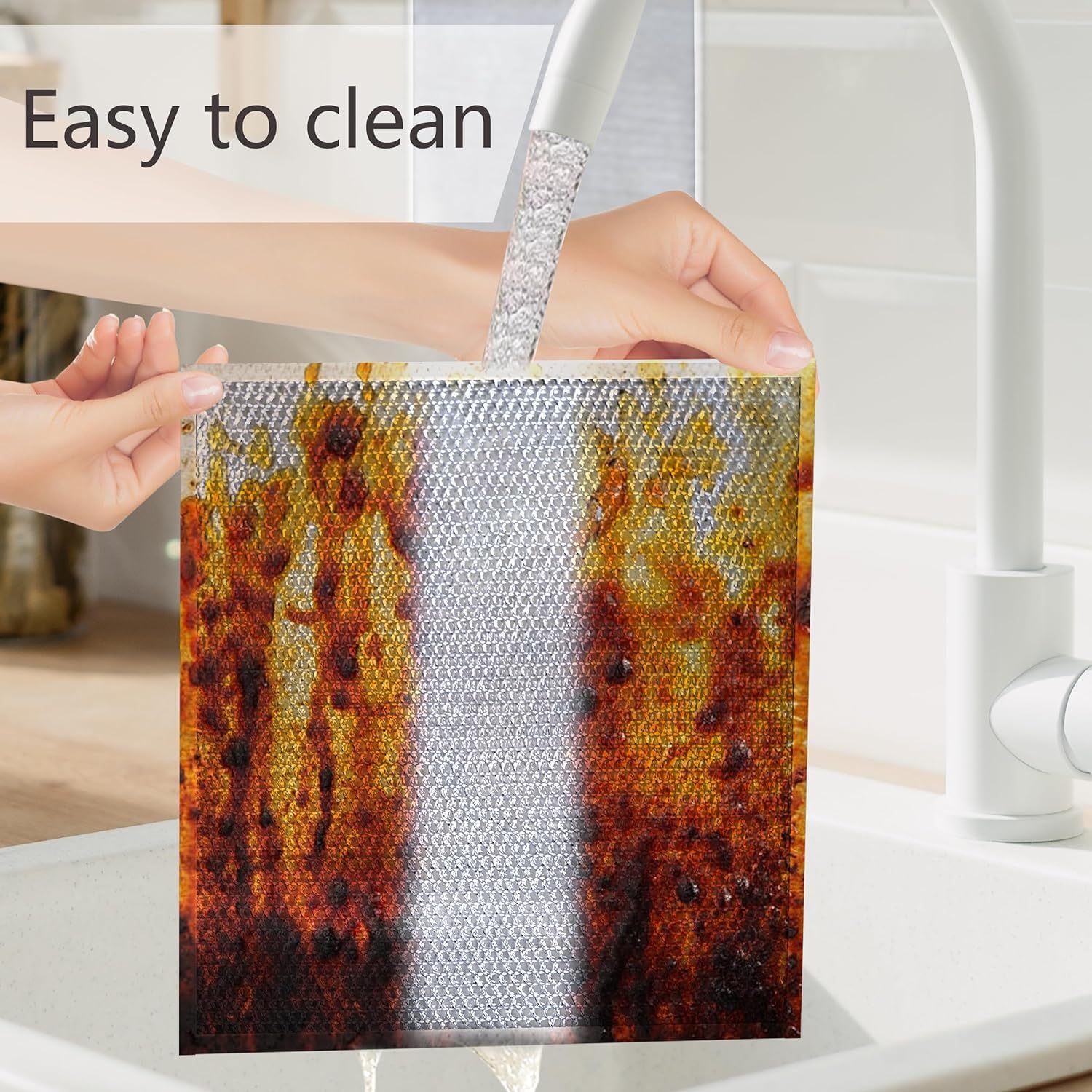 2-Pack Double Layer Wire Dishwashing Rags - Non-Scratch Cleaning Cloths for Wet & Dry Use | Multipurpose Kitchen Scrubber for Dishes, Sinks, Countertops & Stovetops | Perfect for Everyday Cleaning & Tough Stains