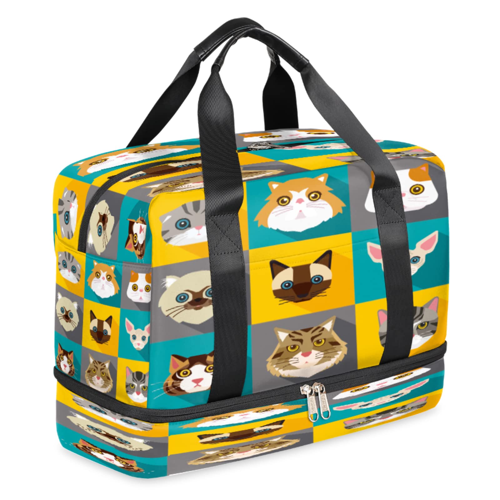 Foldable Travel Duffle Bag - Weekender Overnight Carry On Tote for Airlines, Lightweight Luggage with Handles (Animal Print) - Perfect for Weekend Getaways & Air Travel