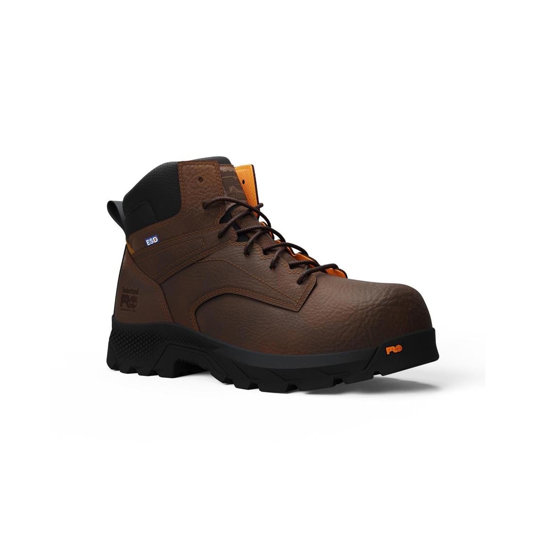 Titan EV 6 Inch Composite Toe SD10 Work Boots for Men - Brown Coffee Safety Shoes - Waterproof & Slip-Resistant for Construction, Warehouse & Outdoor Work