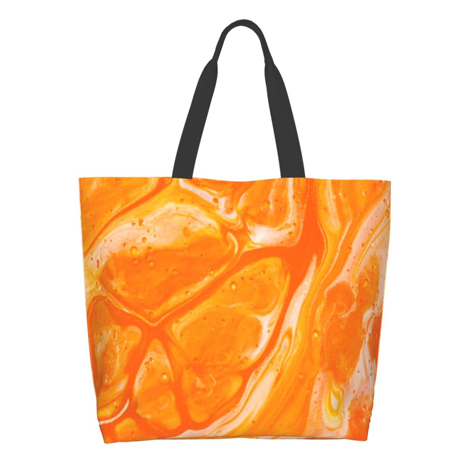 Large Capacity Orange Canvas Tote Bag for Women - Stylish Shoulder Bag for Shopping, School, Work & Outdoor Activities | Durable Casual Purse for Daily Use