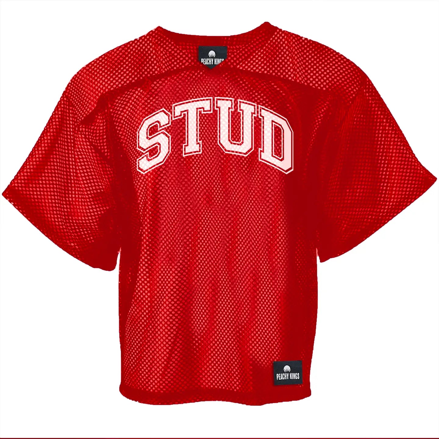 Peachy Kings Stud Mesh Cropped Football Jersey - Red | Breathable & Stylish Sports Top for Women | Perfect for Soccer, Training & Casual Wear