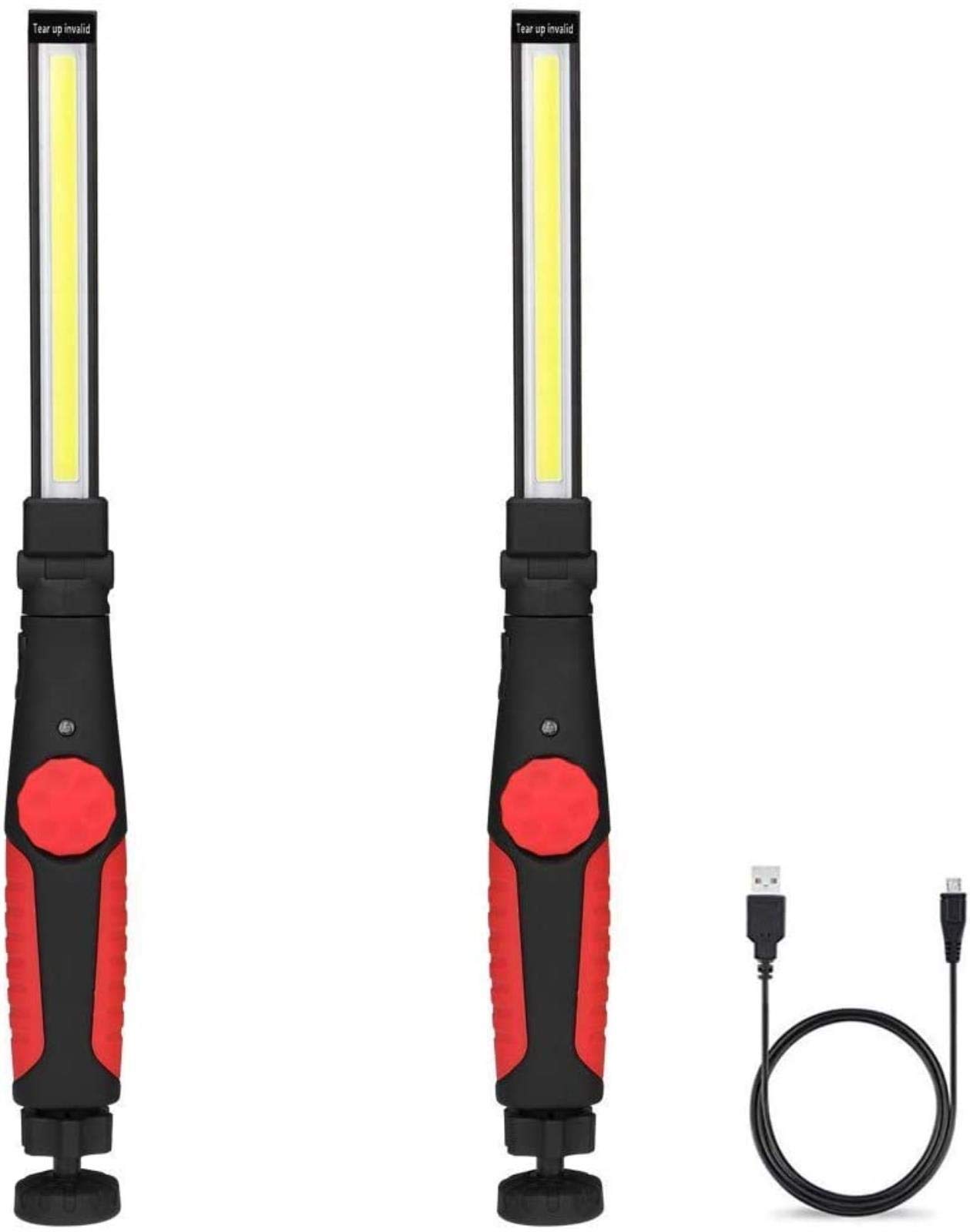 2 Pack Rechargeable LED Work Light with Magnet - Mini Inspection Flashlight & USB Camping Lamp for Car Repair, Workshop, Garage, Emergency | Perfect for Mechanics, DIY Projects, Outdoor Camping and Power Outages