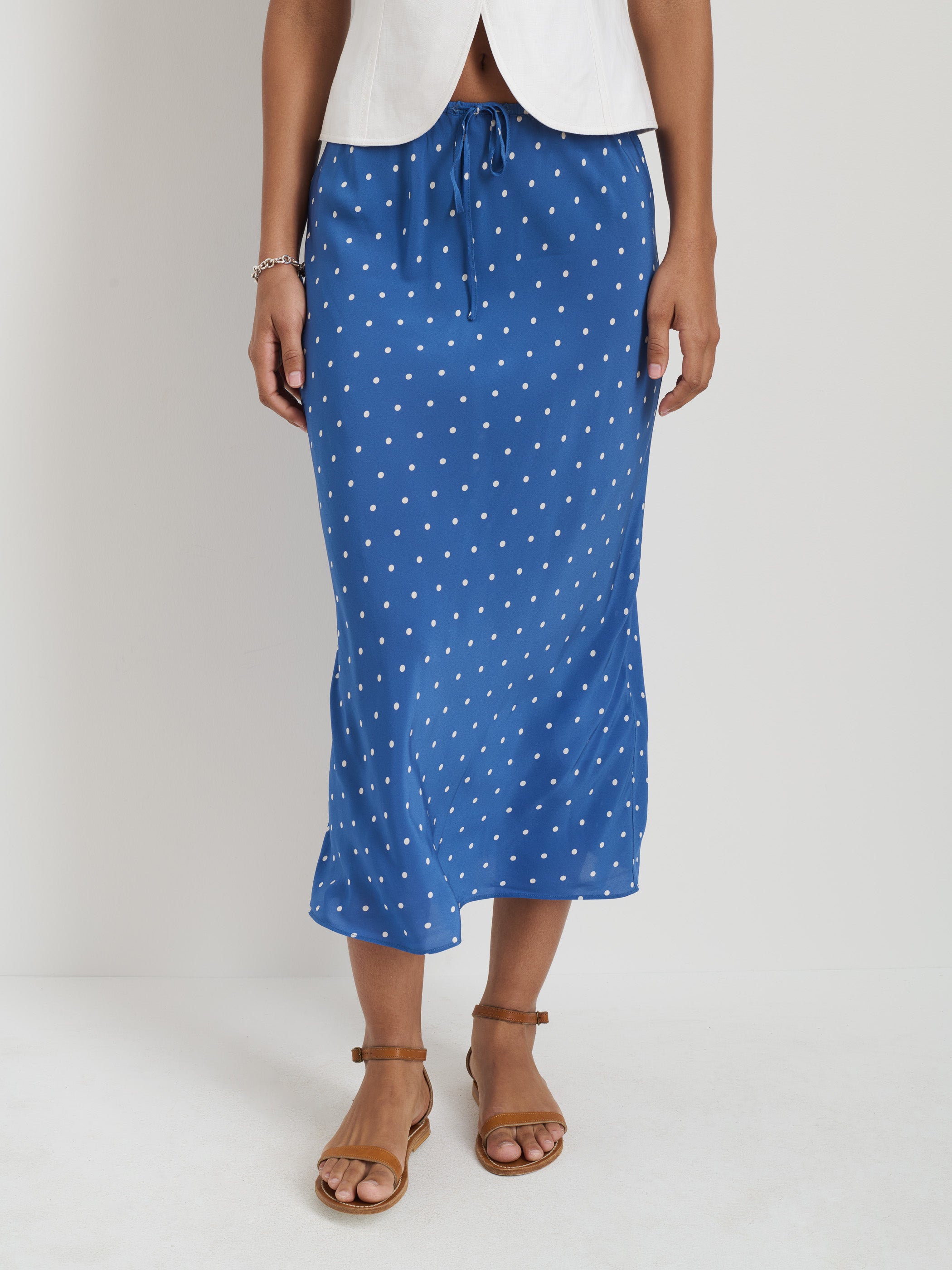 Lilly Slip Skirt with Polka Dots - Flowy A-Line Midi Skirt for Women | Perfect for Summer Outfits, Beach Vacations & Date Nights