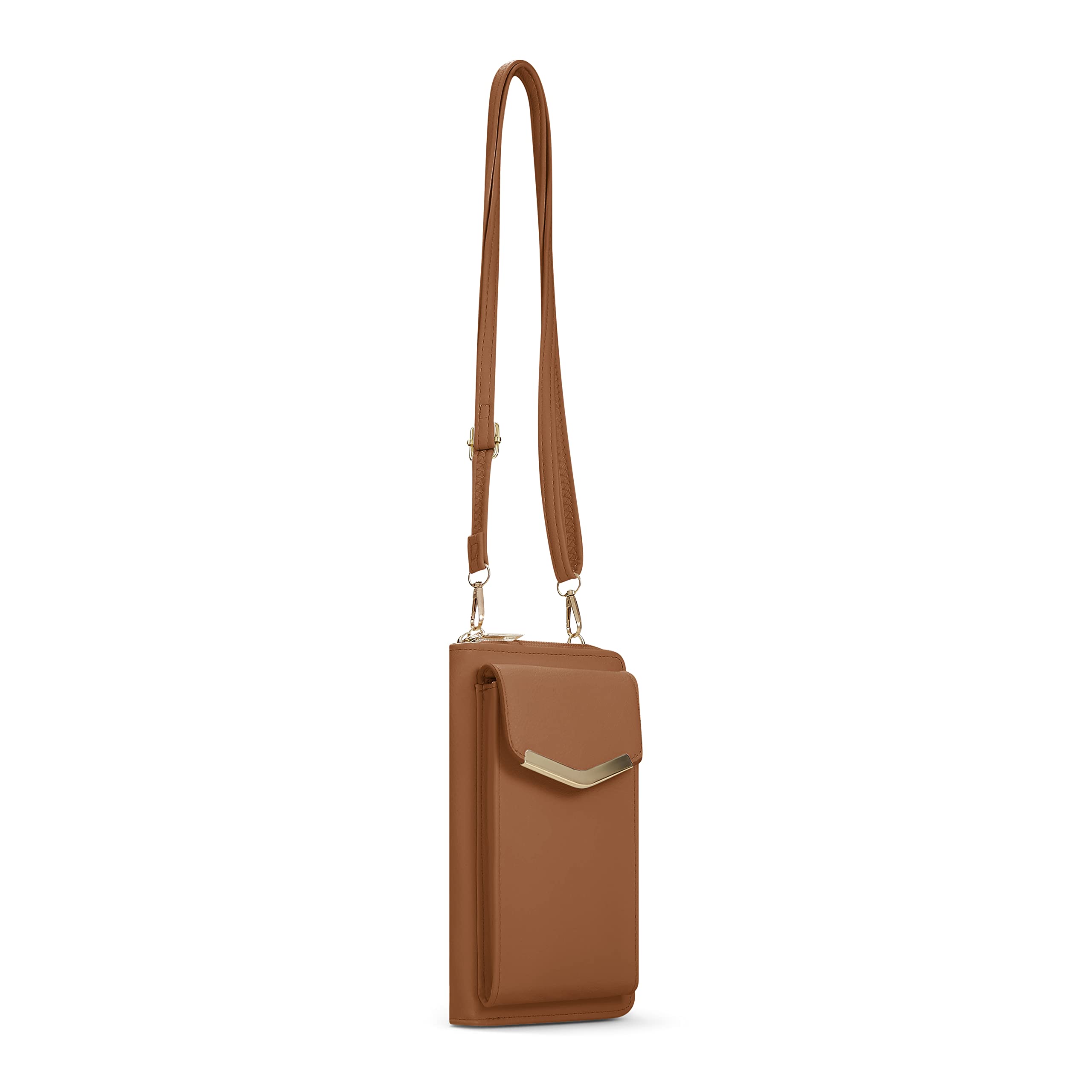 Vegan Leather Crossbody Phone Bag for Women - Anti-Theft Zipper Pocket & Multi-Section Card Holders | Stylish Compact Purse for Everyday Use, Travel & Shopping