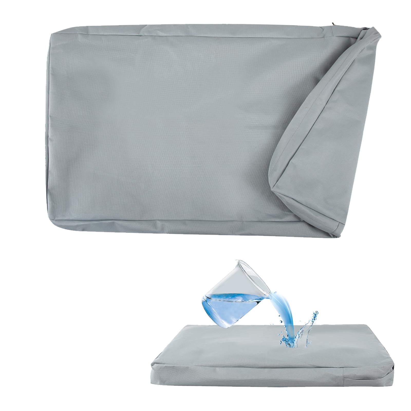 Waterproof Dog Bed Cover with Zipper - Washable Oxford Fabric Pet Crate Pad Replacement - Easy to Remove Hair Resistant - Gray #1 (40 x 27 x 4 Inches) - Perfect for Indoor Dog Crates, Kennels & Sofa Protection