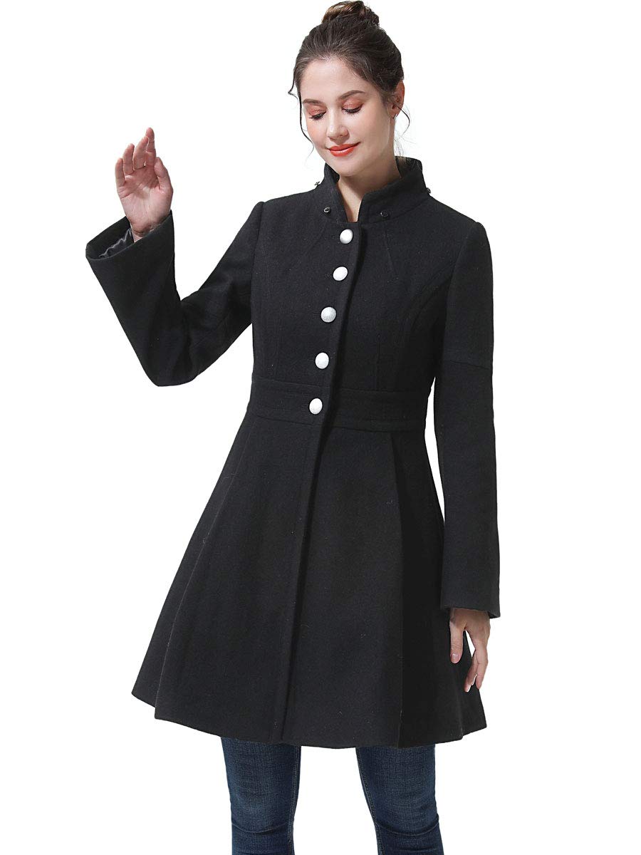 BGSD Women's Zoe Fit and Flare Wool Blend Walking Coat with Removable Hood - Plus Size & Petite Options | Warm Winter Outerwear for Casual Outings, Commuting & Travel