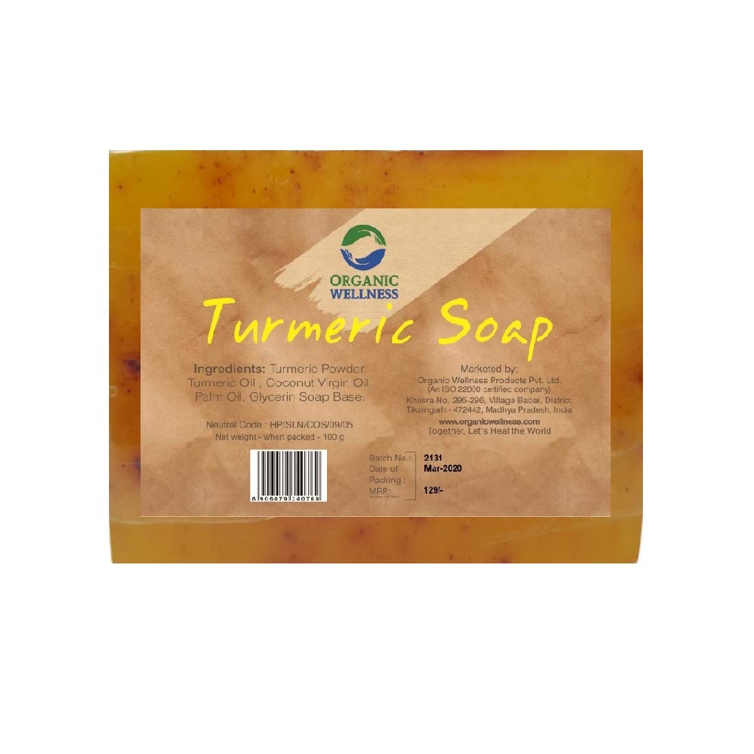 Organic Turmeric Soap Bar for Glowing Skin - 100g Natural Skincare with Anti-Aging Benefits | Perfect for Daily Face & Body Cleansing, Acne Treatment & Skin Brightening
