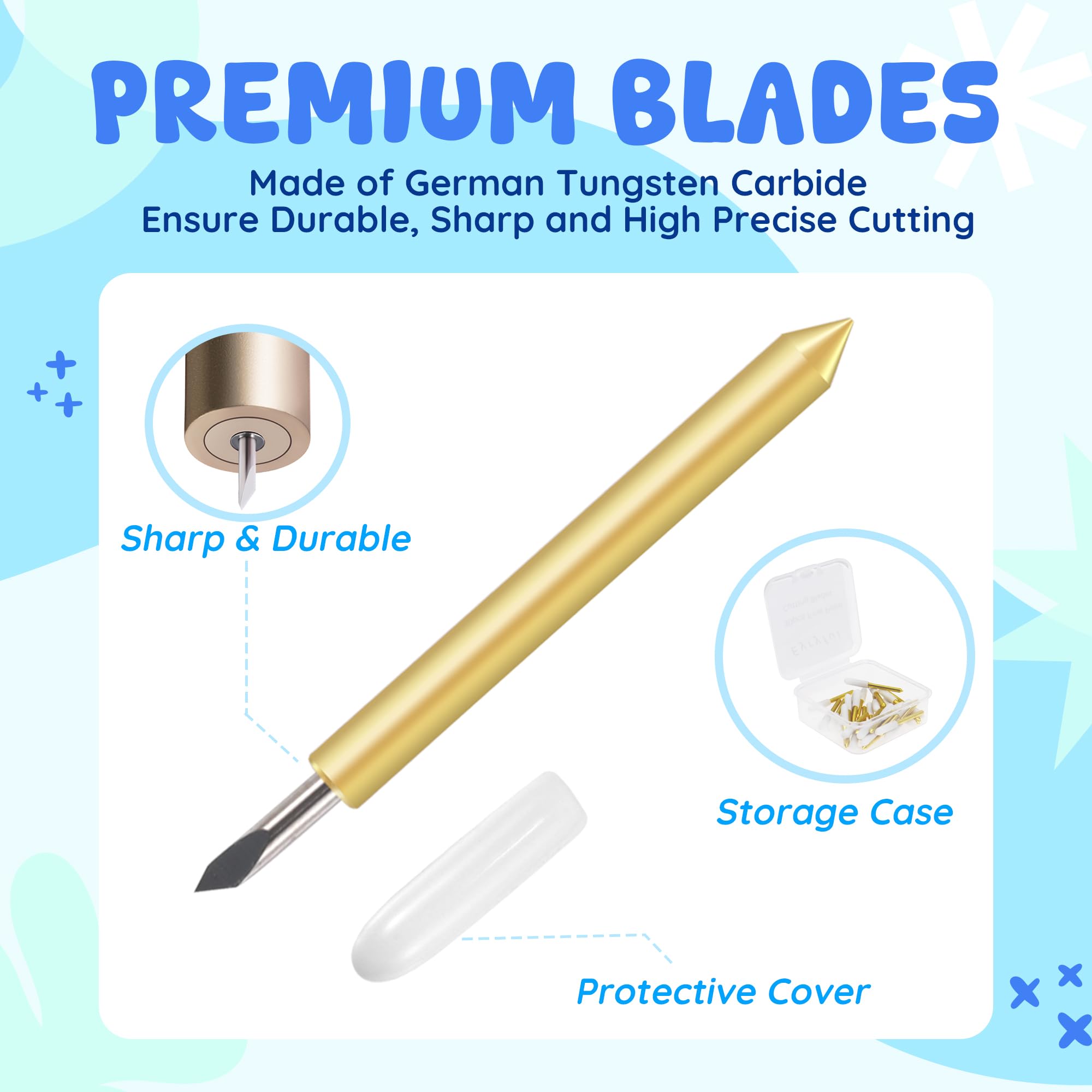 30Pcs Fine Point Blades for Cricut Maker 3/Maker/Explore 3/Explore Air 2 - Premium Replacement Cutting Blades for Vinyl, Cardstock, Glitter Paper, Faux Leather - Perfect for DIY Crafts, Scrapbooking & Home Decor Projects (White)