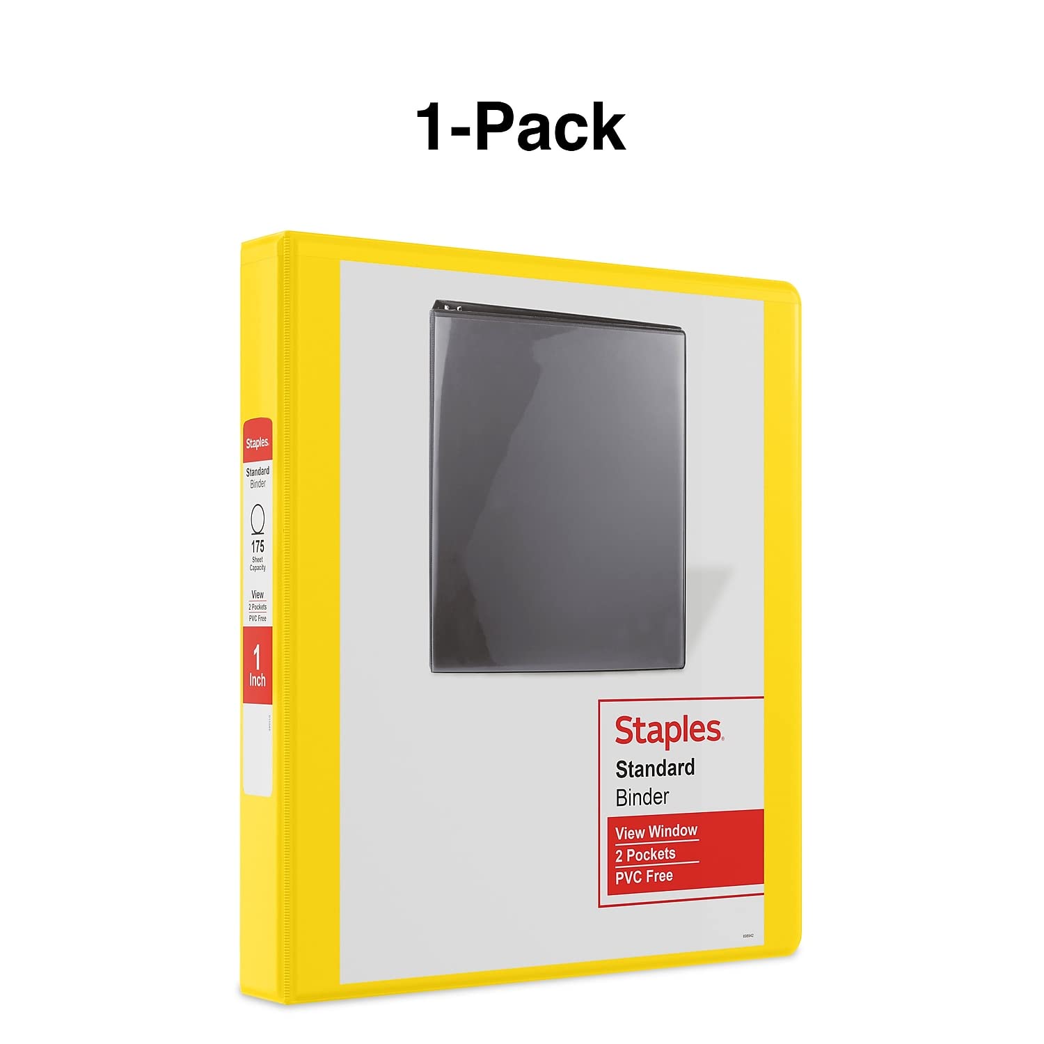Staples Standard 1 Inch 3-Ring View Binder - Yellow | School, Office & Home Organization Supplies for Documents, Reports & Projects