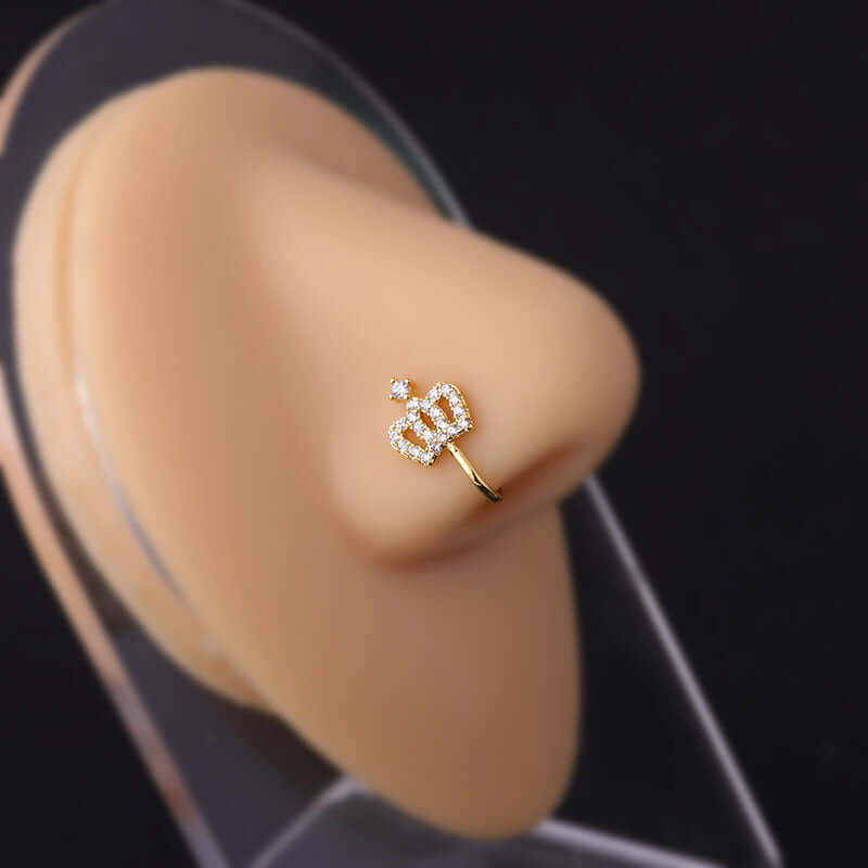 18K Gold Plated Fake Nose Ring - No Piercing Clip On Nose Jewelry for Women | HSPJ675 | Perfect for Parties, Cosplay and Everyday Fashion Accessories