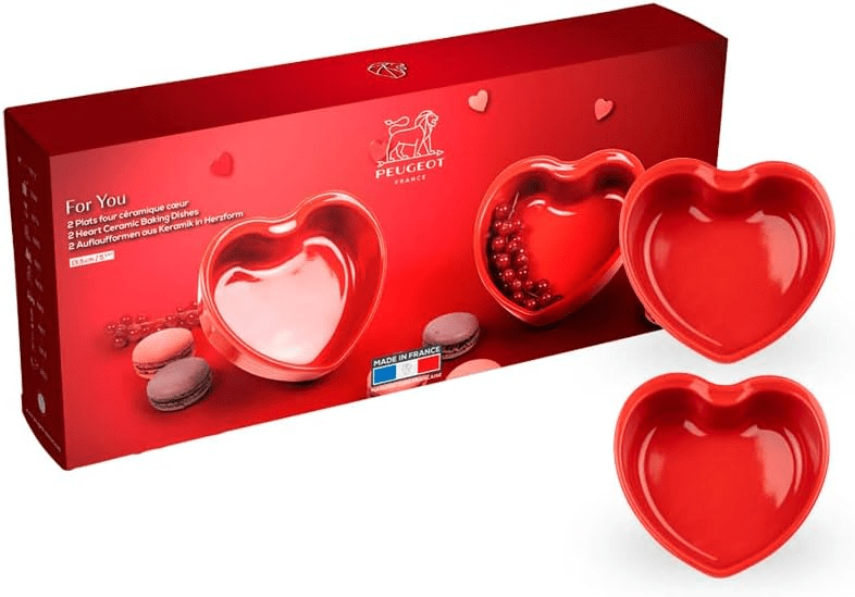 Appolia Heart Ramekins Set of 2 - Ceramic Baking Dishes for Creme Brulee, Souffle & Desserts - Perfect for Valentine's Day, Romantic Dinners & Special Occasions