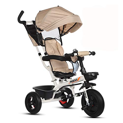 Best Baby Tricycle for 1-3-6 Year Olds - Adjustable Rotating Seat, Lightweight & Portable Stroller for Indoor & Outdoor Use - Perfect for Park Rides, Backyard Play & Learning Balance (Khaki)