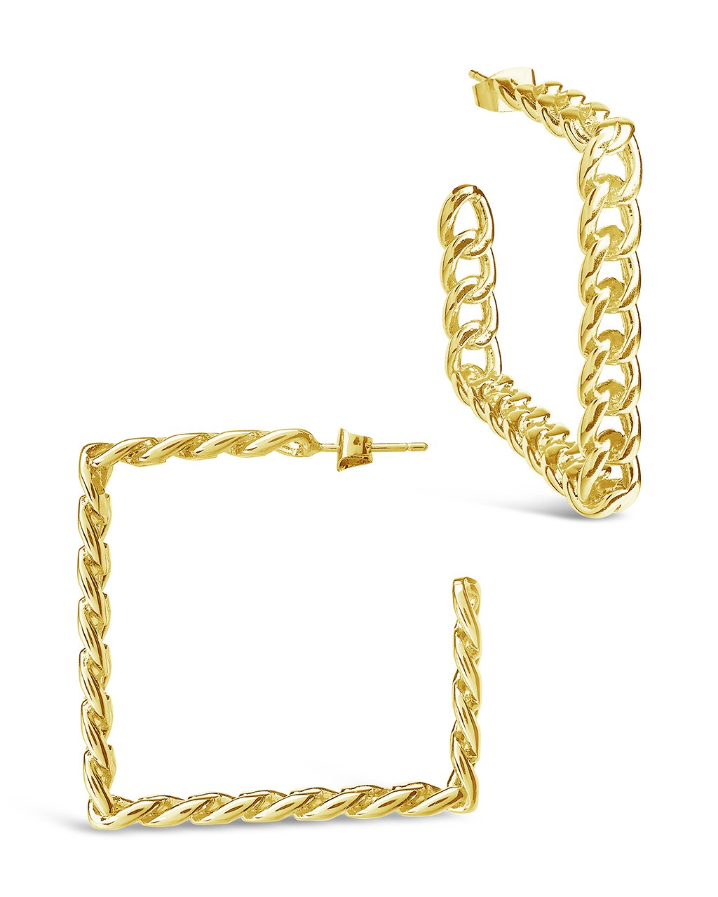 Square Cuban Link Hoops for Women - 14K Gold Plated Chunky Chain Earrings | Trendy Hip Hop Jewelry for Parties, Night Out, and Everyday Wear
