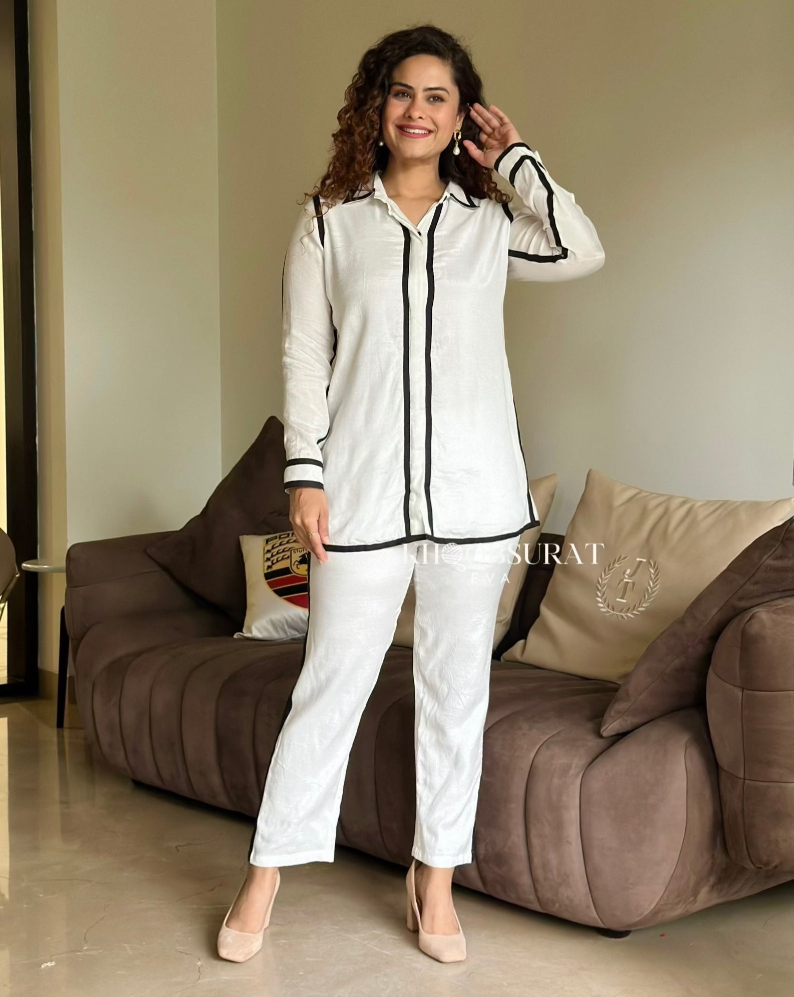 Chandni Charm White CoOrd Set for Women - Stylish Matching Outfit for Casual Wear, Parties & Festivals | Trendy Two-Piece Set for Summer & Spring