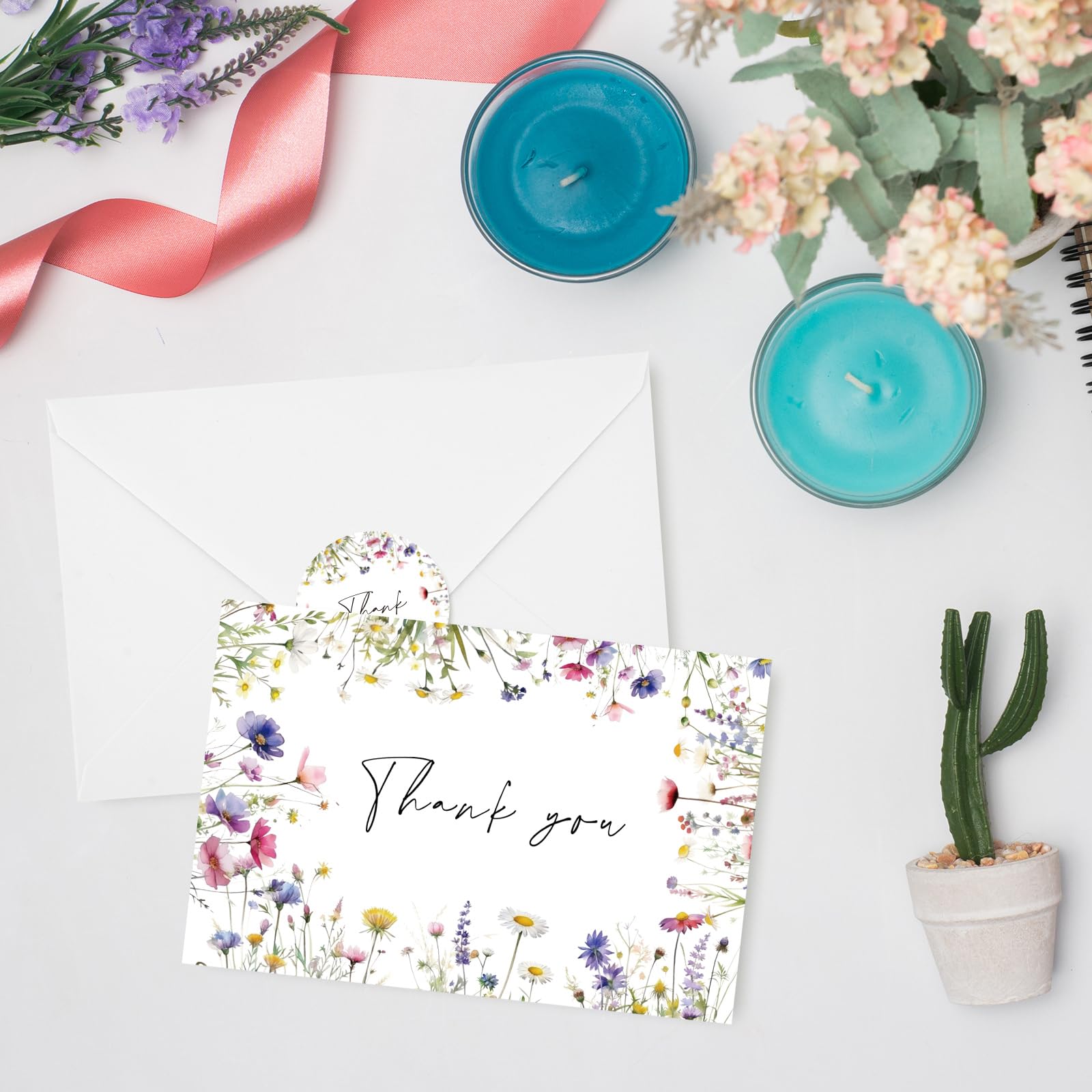 36 Pack Floral Thank You Cards Bulk - Wildflower Greeting Cards with Envelopes & Stickers, 4x6 Inch Blank Note Cards for Birthday, Wedding, Baby Shower, Bridal Shower - Perfect for Handwritten Notes, Party Invitations & Gift Giving