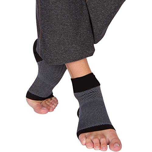 QUADA Ankle Brace Support Sleeve (1 Pair) - Best Compression Socks for Plantar Fasciitis Relief, Arch Support, Swelling & Pain Relief - Ideal for Running, Basketball, Hiking & Injury Recovery (Black)