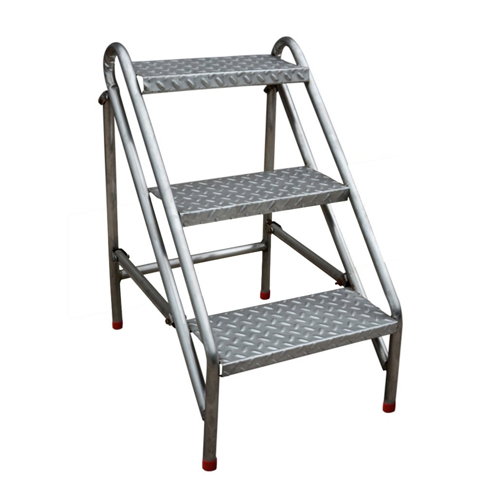 PENGFEI 3-Step Folding Ladder Stool - Portable Stainless Steel Step Stool for Home, Multifunctional as Shoe Rack, Flower Stand & Ascend Bench (45x58x70cm) - Perfect for Household Use, Garage Organization & Gardening