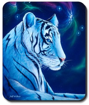 Premium White Tiger Art Plates Mouse Pad - Non-Slip Gaming & Office Desk Mat for Computers, Laptops, and Workspaces
