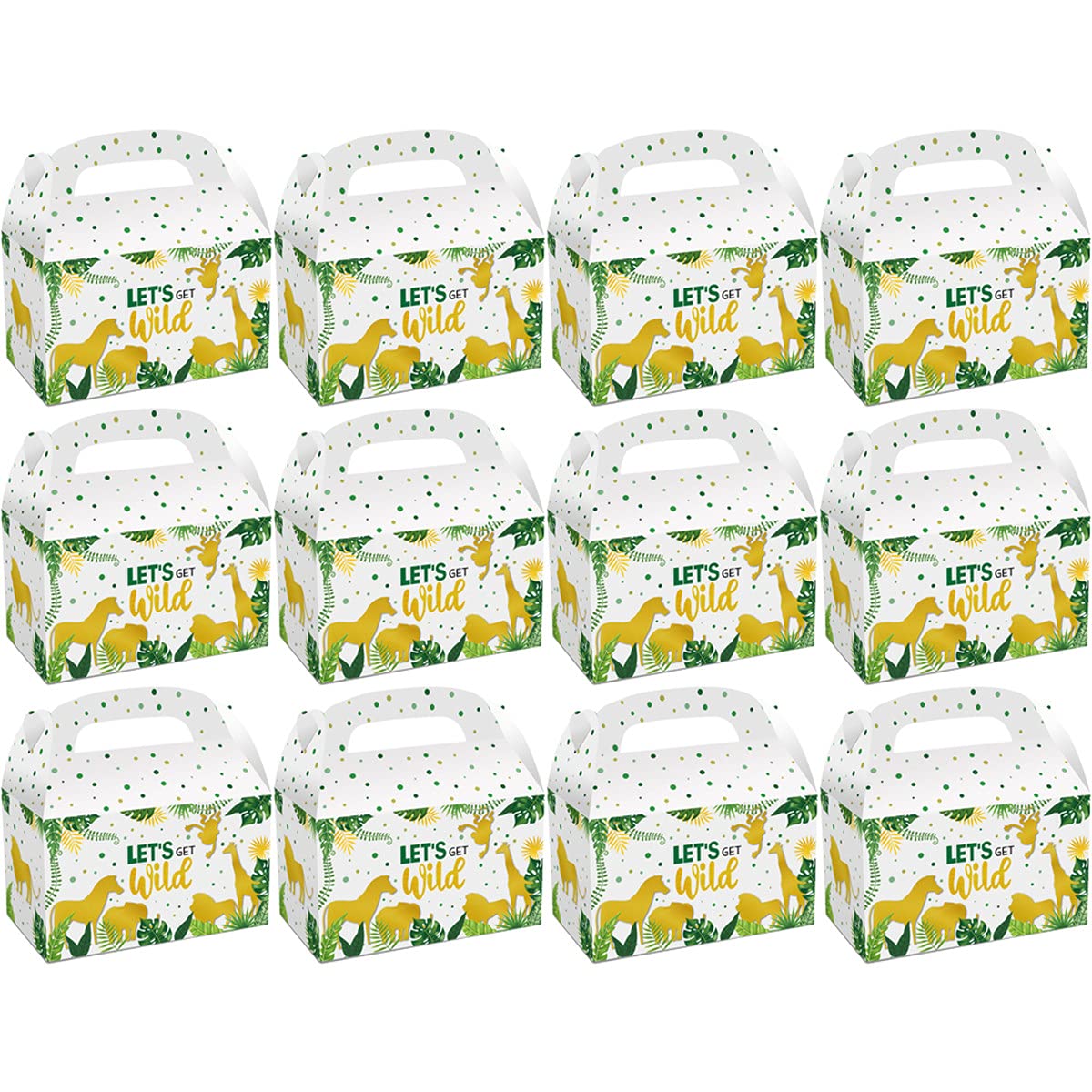 12 Pcs Wild Animal Zoo Cartoon Candy Cake Box Set - Kids Birthday Party, Baby Shower Supplies & Decorations - Perfect for Birthday Cakes, Cupcake Toppers, and Party Favors