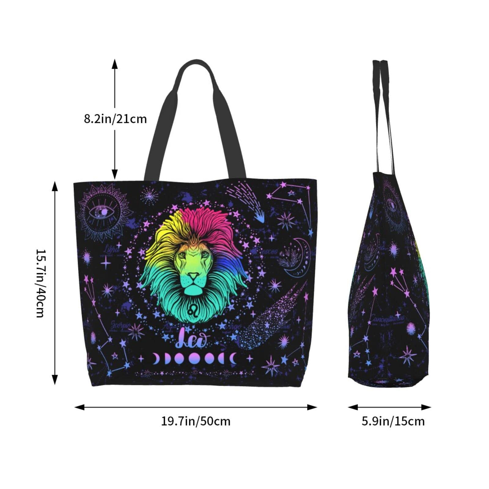 JASUTOT Large Canvas Constellation Tote Bag - Zodiac Sign Astrology Gym Beach Bag for Women, Durable Weekender Travel Shopping Tote with Handles | Perfect for Beach Trips, Gym Workouts & Daily Errands