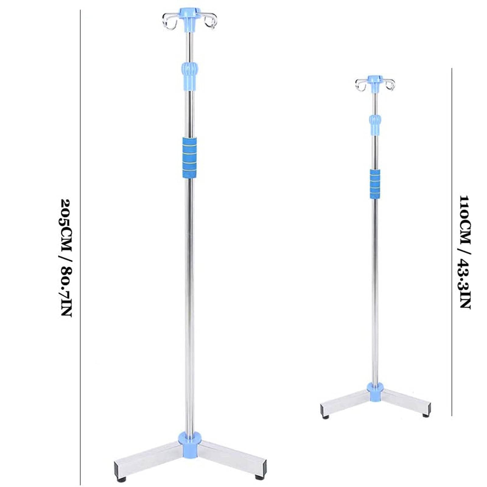 Portable Adjustable IV Stand with 4 Hooks - Stainless Steel Infusion Pole for IV Drip Bags - Perfect for Home Care, Hospital Use & Emergency Medical Scenarios