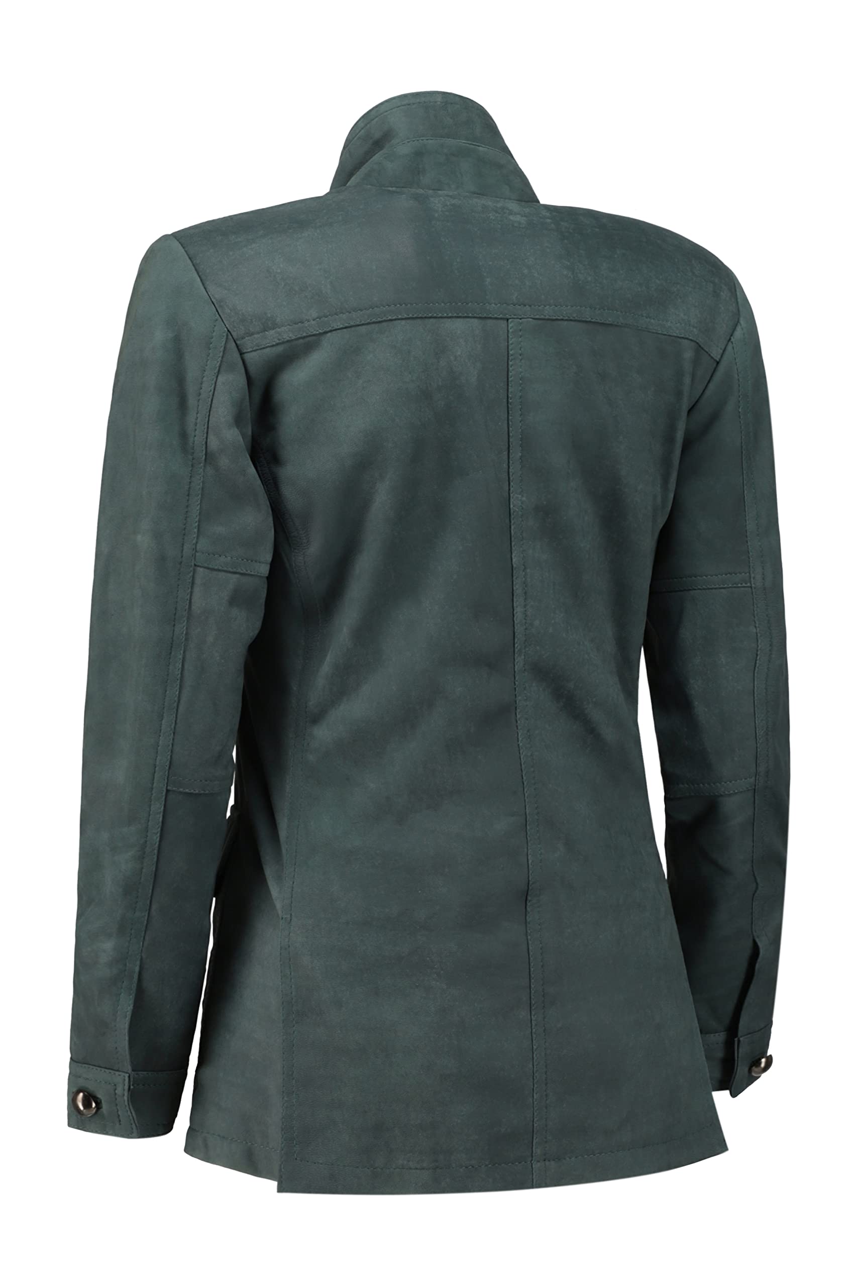 Vintage Suede Look Women's Leather Blazer Jacket with 5 Buttons, 4 Pockets & Double Back Slit - Elegant Cuff Sleeves for Office, Dinner & Special Occasions