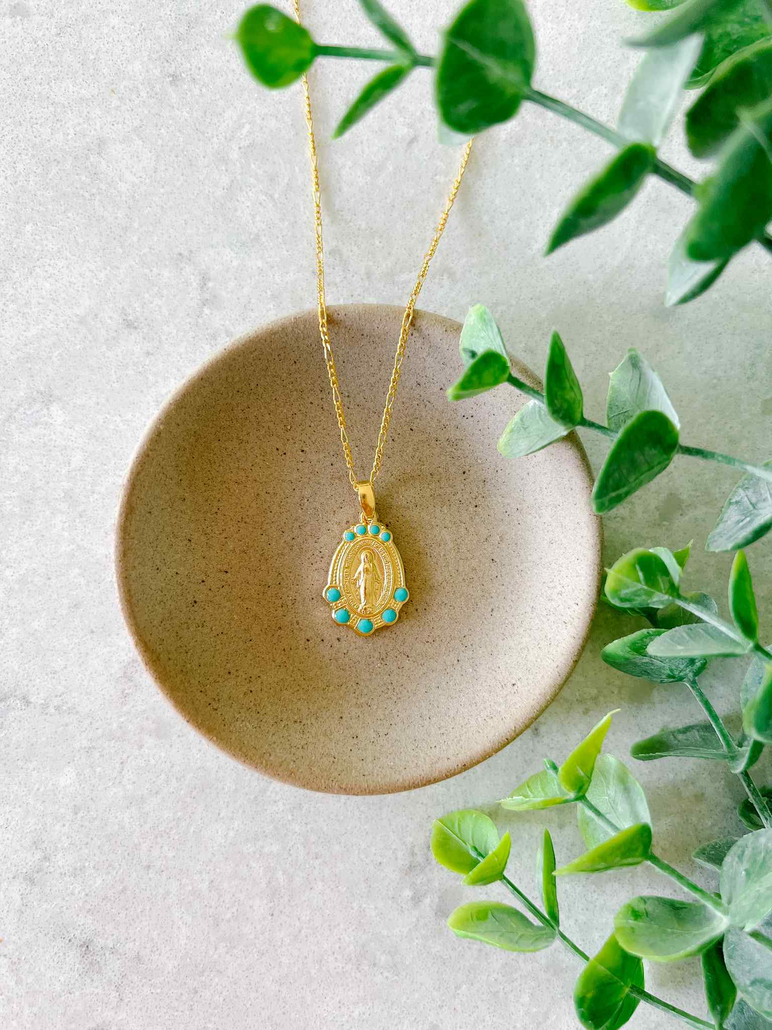 Mary Medallion Turquoise Pendant Necklace - Handcrafted Sterling Silver Jewelry for Women - Perfect for Gifts, Weddings & Everyday Elegance