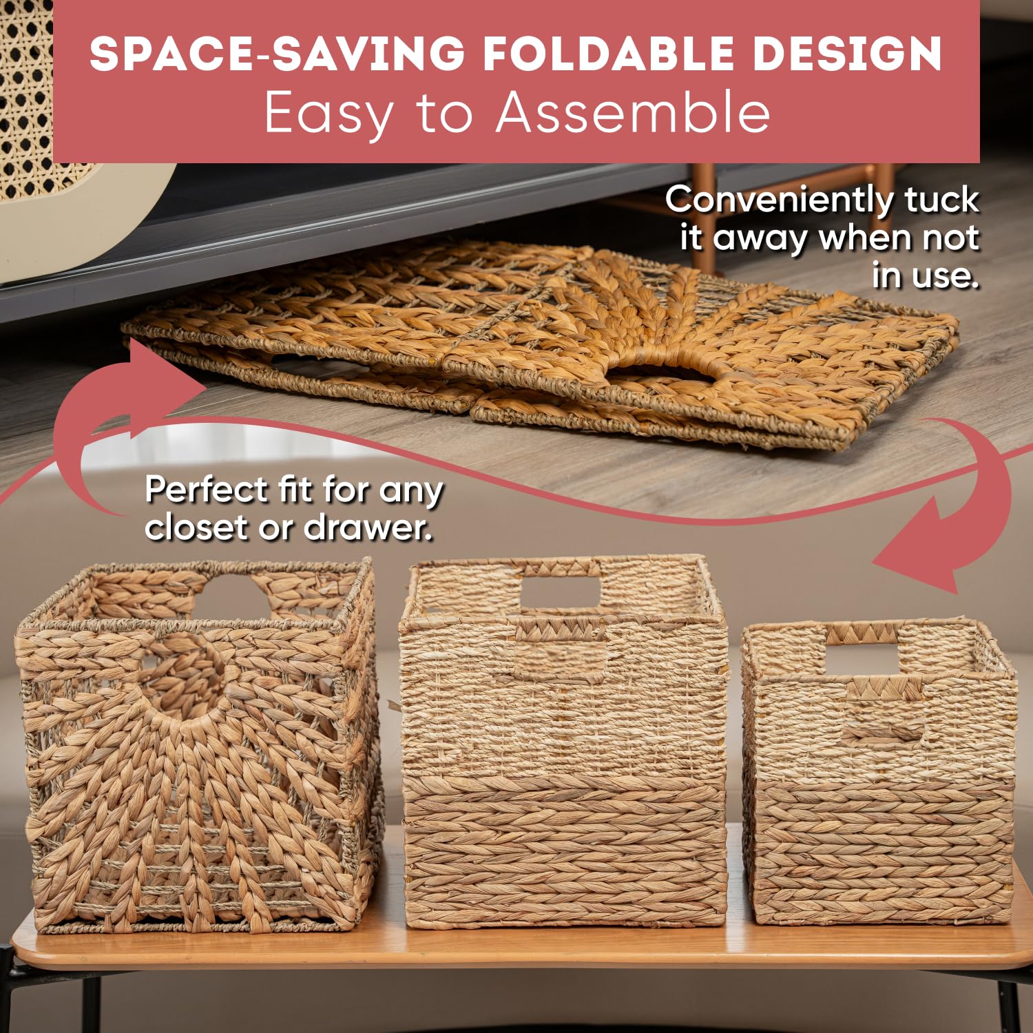 Handwoven Water Hyacinth Storage Basket - 12