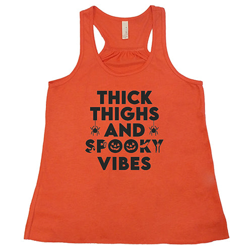 Thick Thighs & Spooky Vibes T-Shirt - Halloween Graphic Tee for Women - Cute & Comfortable Casual Wear for Fall Season