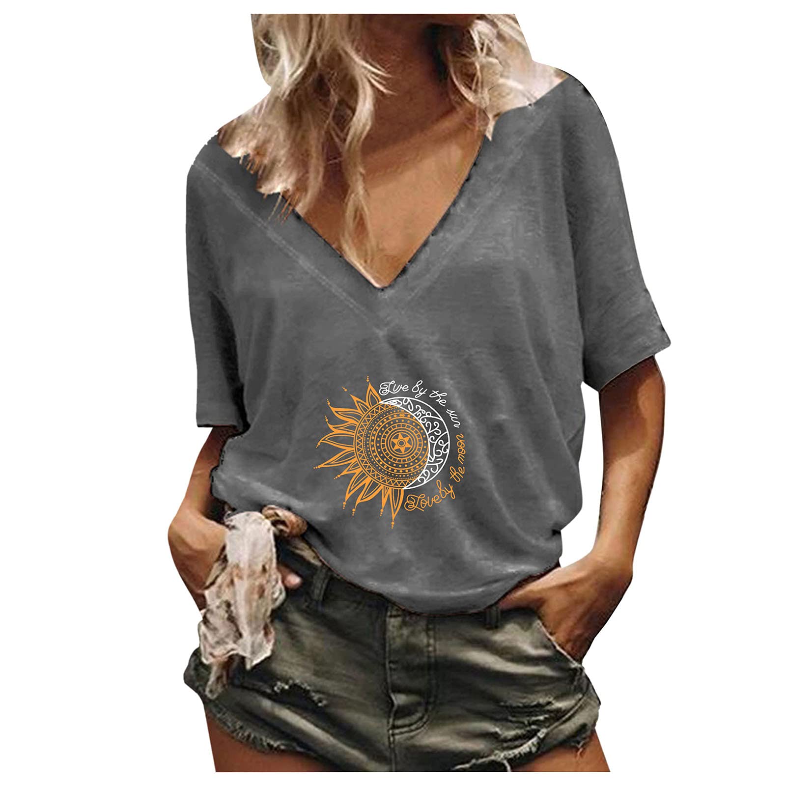 Women's Casual V-Neck Criss Cross T-Shirt - Short & Long Sleeve Blouse Tops for Everyday Wear | Perfect for Work, Date Night & Weekend Outfits