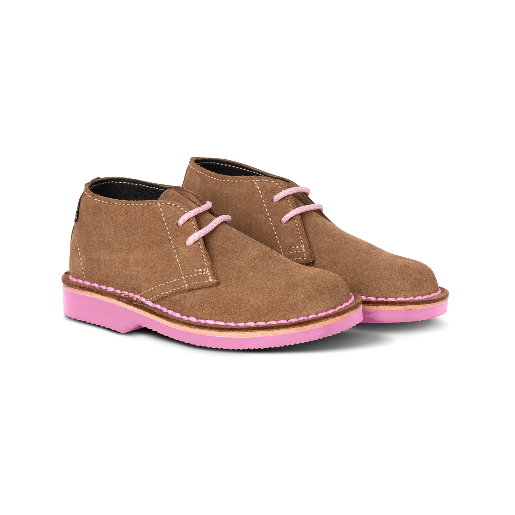 Veldskoen Kids Harper the Hippo Shoes - Pink Sole | Comfortable & Durable Leather Sneakers for Boys & Girls | Perfect for School, Play & Outdoor Activities