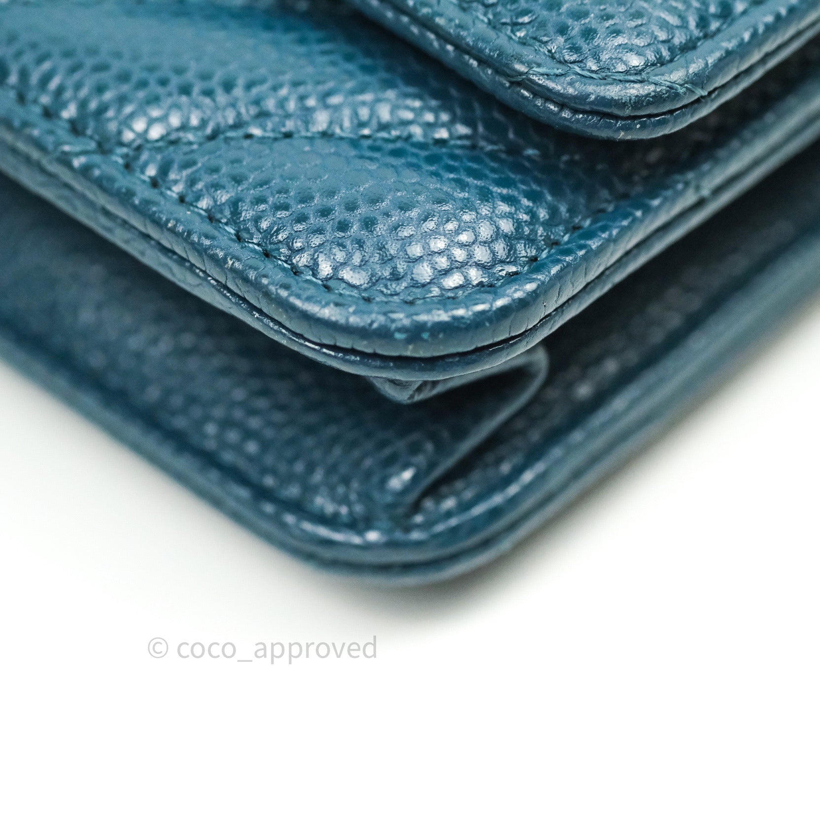 Chanel Chevron Wallet on Chain WOC - Blue Caviar Leather with Silver Hardware | Luxury Crossbody Bag for Women, Perfect for Evening Events & Daily Use